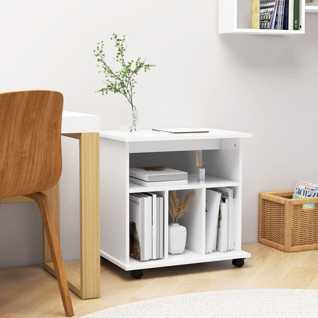 Storage Cabinet | White | Engineered wood | Medium | Lockable wheels