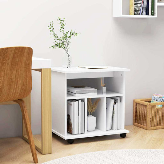 808476 vidaXL Rolling Cabinet White 60x45x60 cm Engineered Wood