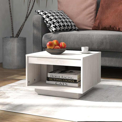 808504 vidaXL Coffee Table White 50x50x33,5 cm Solid Wood Pine