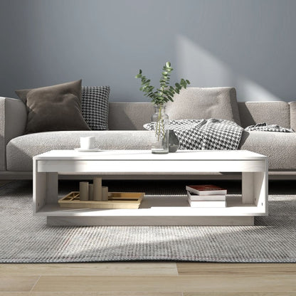 Coffee Table White 110x50x33.5 cm Solid Pinewood