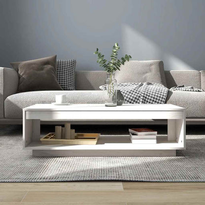 808509 vidaXL Coffee Table White 110x50x33,5 cm Solid Wood Pine