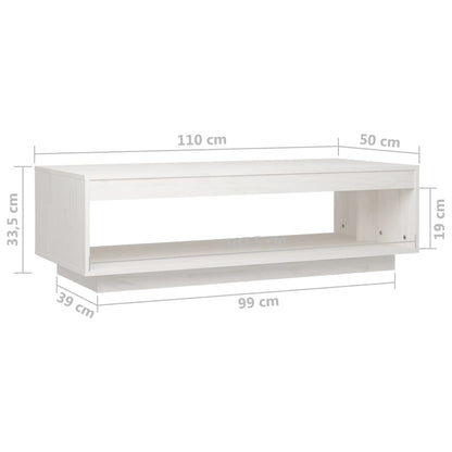Coffee Table White 110x50x33.5 cm Solid Pinewood