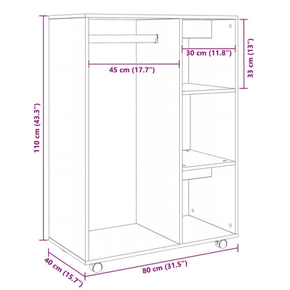 808517 vidaXL Wardrobe Concrete Grey 80x40x110 cm Engineered Wood