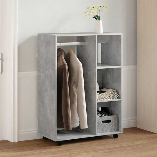 Wardrobe | Concrete grey | Engineered wood | Medium |  Rollable