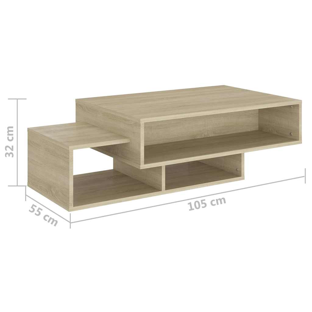 808525 vidaXL Coffee Table Sonoma Oak 105x55x32 cm Engineered Wood