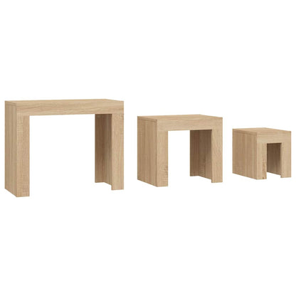 808543 vidaXL Nesting Coffee Tables 3 pcs Sonoma Oak Engineered Wood