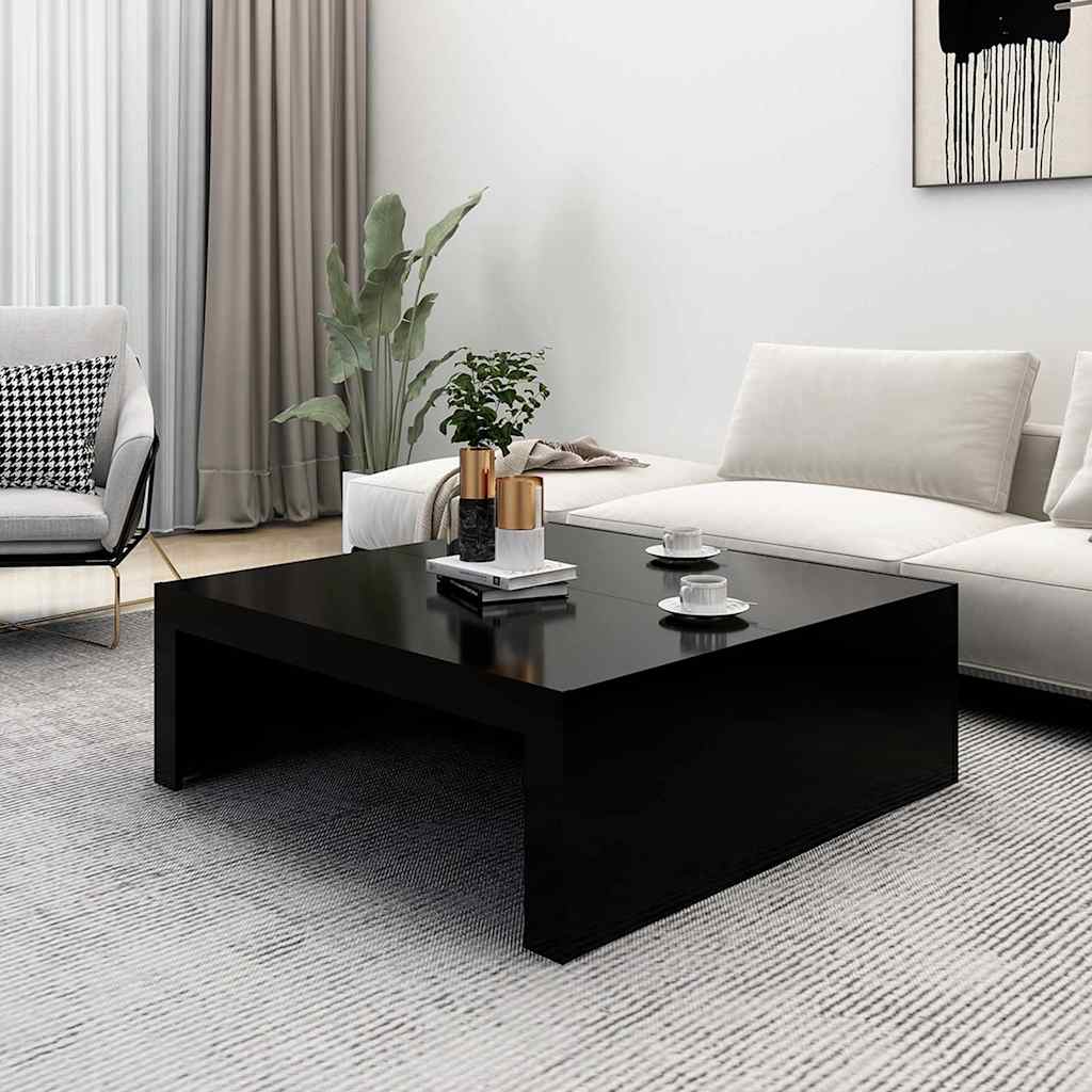 Coffee Table | Black | Engineered Wood | 100 cm | Simple Style | Square