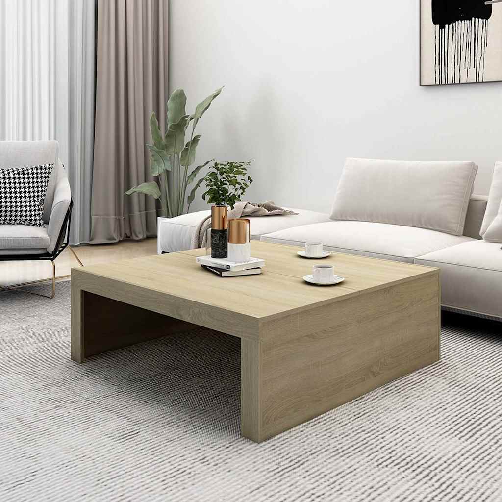 808570 vidaXL Coffee Table Sonoma Oak 100x100x35 cm Engineered Wood