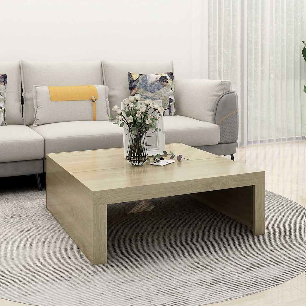 808570 vidaXL Coffee Table Sonoma Oak 100x100x35 cm Engineered Wood