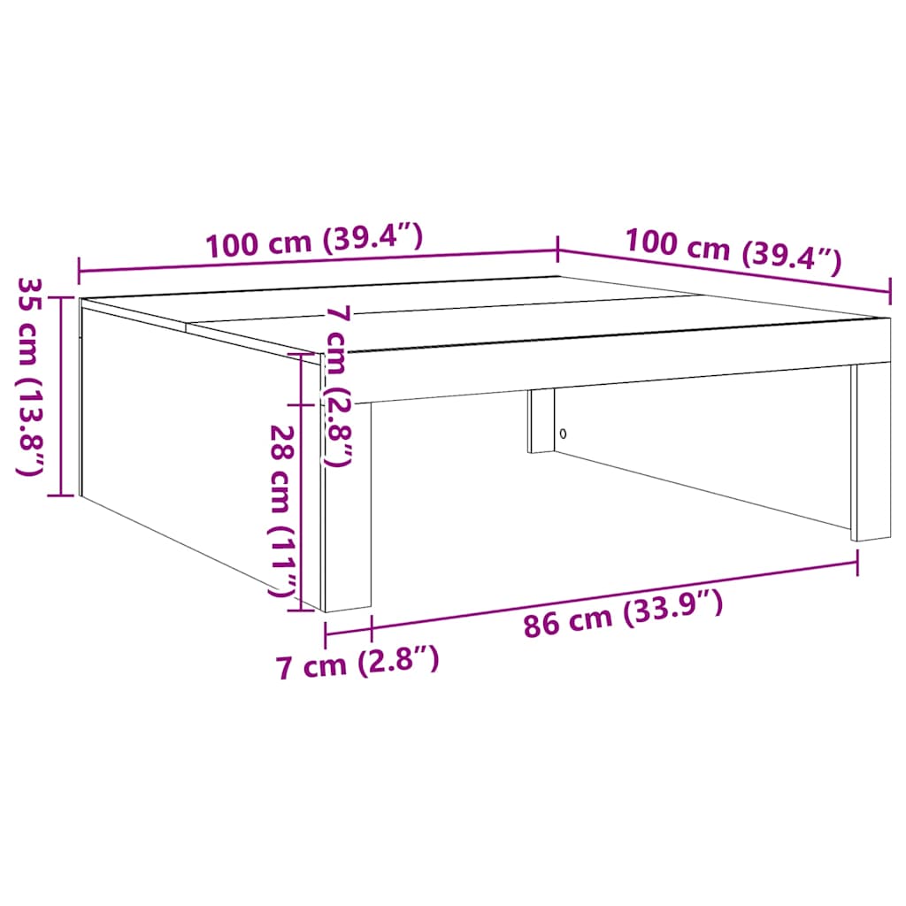 808571 vidaXL Coffee Table Concrete Grey 100x100x35 cm Engineered Wood