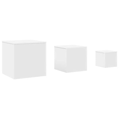 Side Tables 3 pcs White Engineered Wood