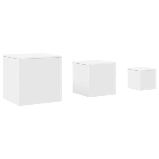 Side Tables 3 pcs White Engineered Wood