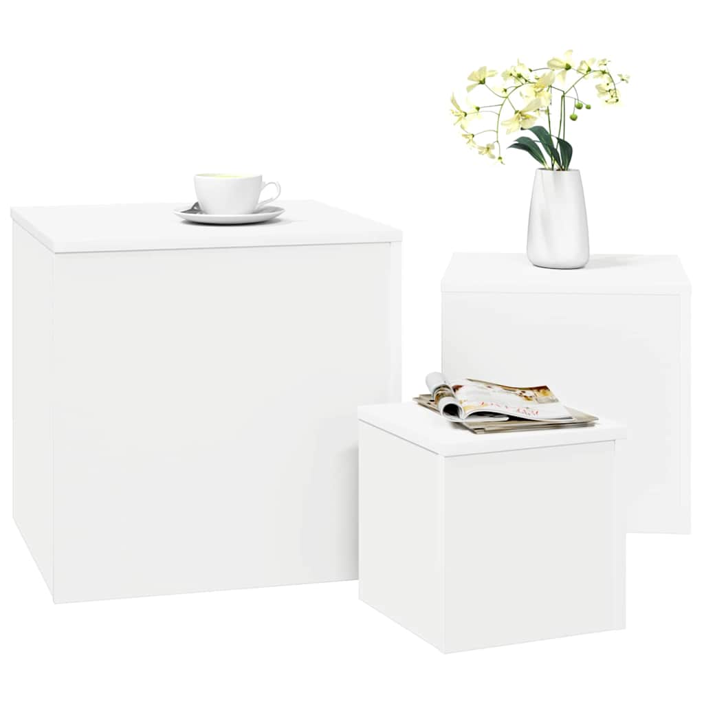 808585 vidaXL Side Tables 3 pcs White Engineered Wood