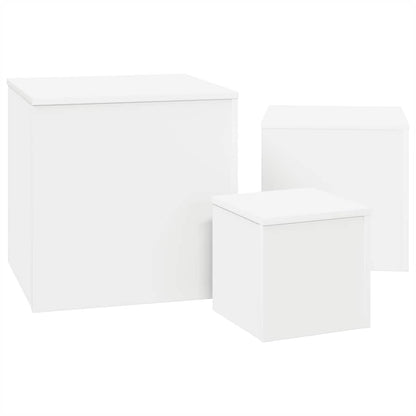 Side Tables 3 pcs White Engineered Wood