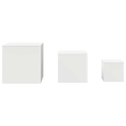 Side Tables 3 pcs White Engineered Wood