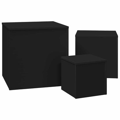 808586 vidaXL Side Tables 3 pcs Black Engineered Wood