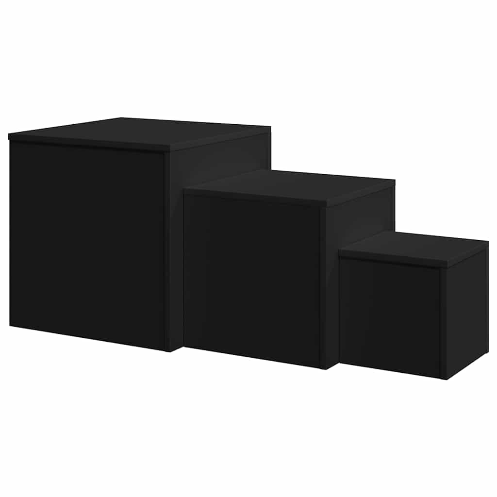 808586 vidaXL Side Tables 3 pcs Black Engineered Wood