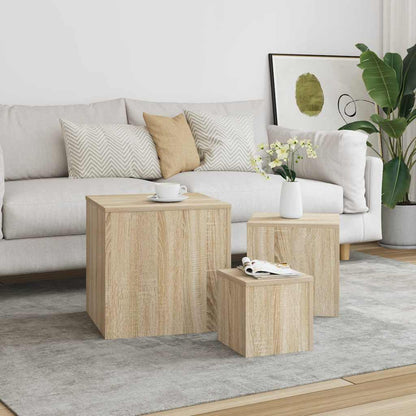 808588 vidaXL Side Tables 3 pcs Sonoma Oak Engineered Wood