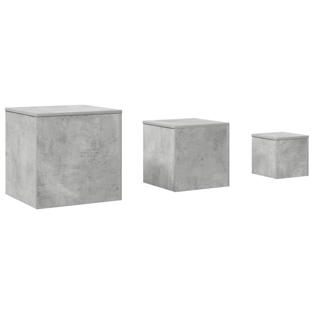 808589 vidaXL Side Tables 3 pcs Concrete Grey Engineered Wood
