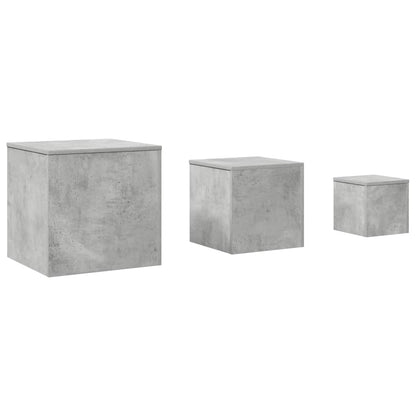 808589 vidaXL Side Tables 3 pcs Concrete Grey Engineered Wood