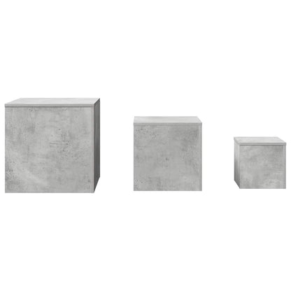 808589 vidaXL Side Tables 3 pcs Concrete Grey Engineered Wood