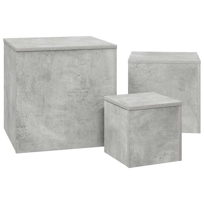 808589 vidaXL Side Tables 3 pcs Concrete Grey Engineered Wood