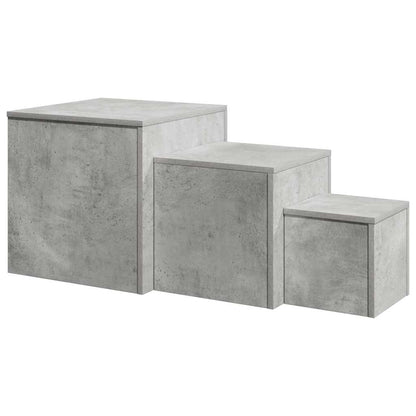 808589 vidaXL Side Tables 3 pcs Concrete Grey Engineered Wood