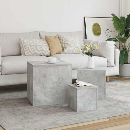 808589 vidaXL Side Tables 3 pcs Concrete Grey Engineered Wood