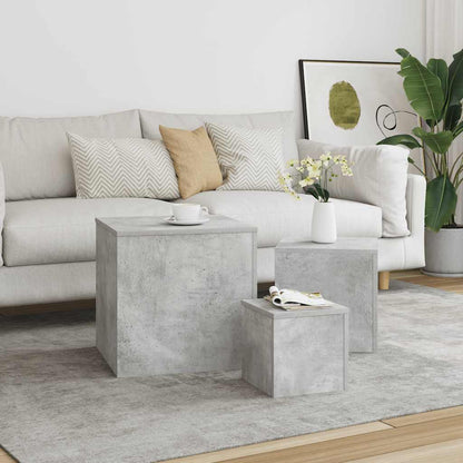 Side Tables 3 pcs Concrete Grey Engineered Wood