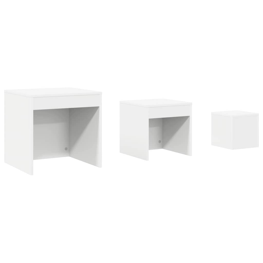 808594 vidaXL Nesting Tables 3 pcs White Engineered Wood