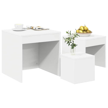 808594 vidaXL Nesting Tables 3 pcs White Engineered Wood