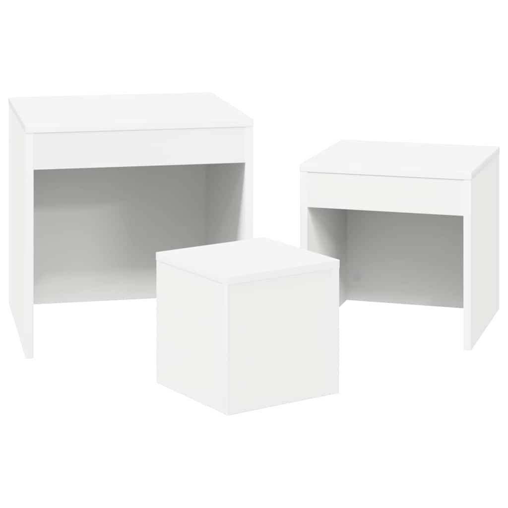808594 vidaXL Nesting Tables 3 pcs White Engineered Wood