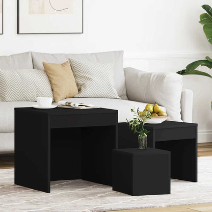 Nesting Tables 3 pcs Black Engineered Wood