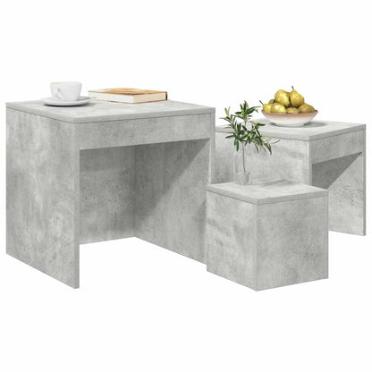 Nesting Tables 3 pcs Concrete Grey Engineered Wood