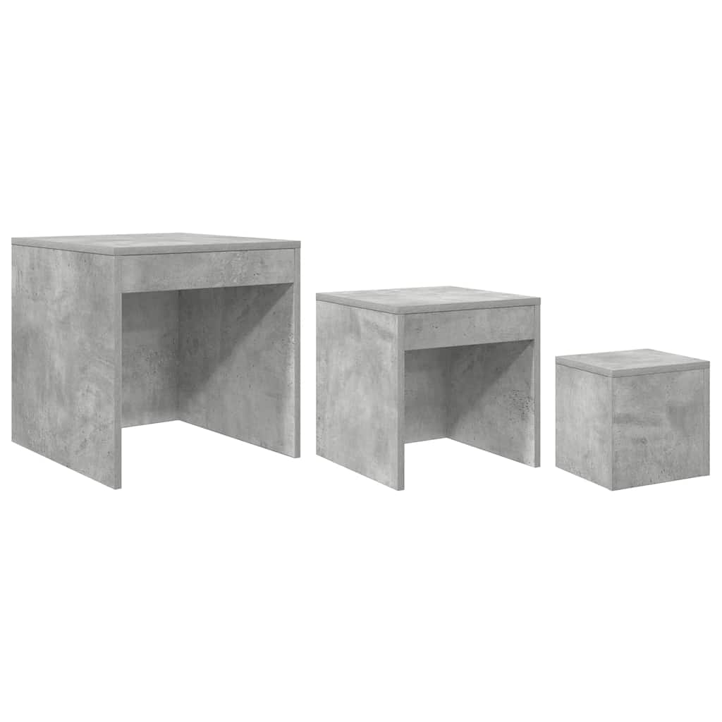 Nesting Tables 3 pcs Concrete Grey Engineered Wood