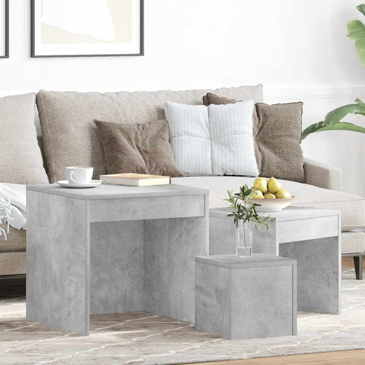 Nesting Tables 3 pcs Concrete Grey Engineered Wood