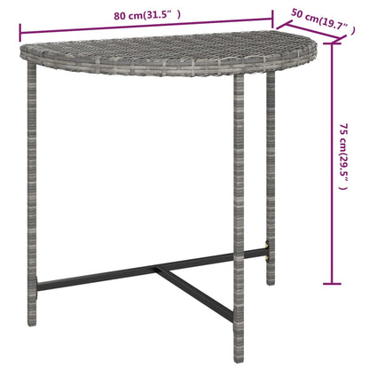 Garden Table Grey 80x50x75 cm Poly Rattan