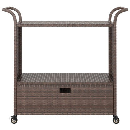 Bar Cart with Drawer Brown 100x45x97 cm Poly Rattan