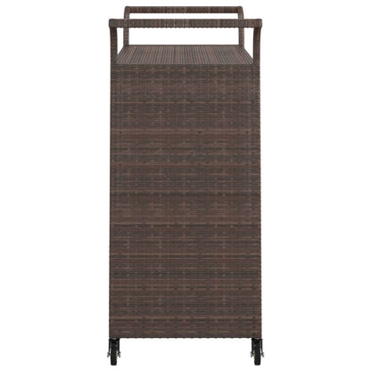 Bar Cart with Drawer Brown 100x45x97 cm Poly Rattan