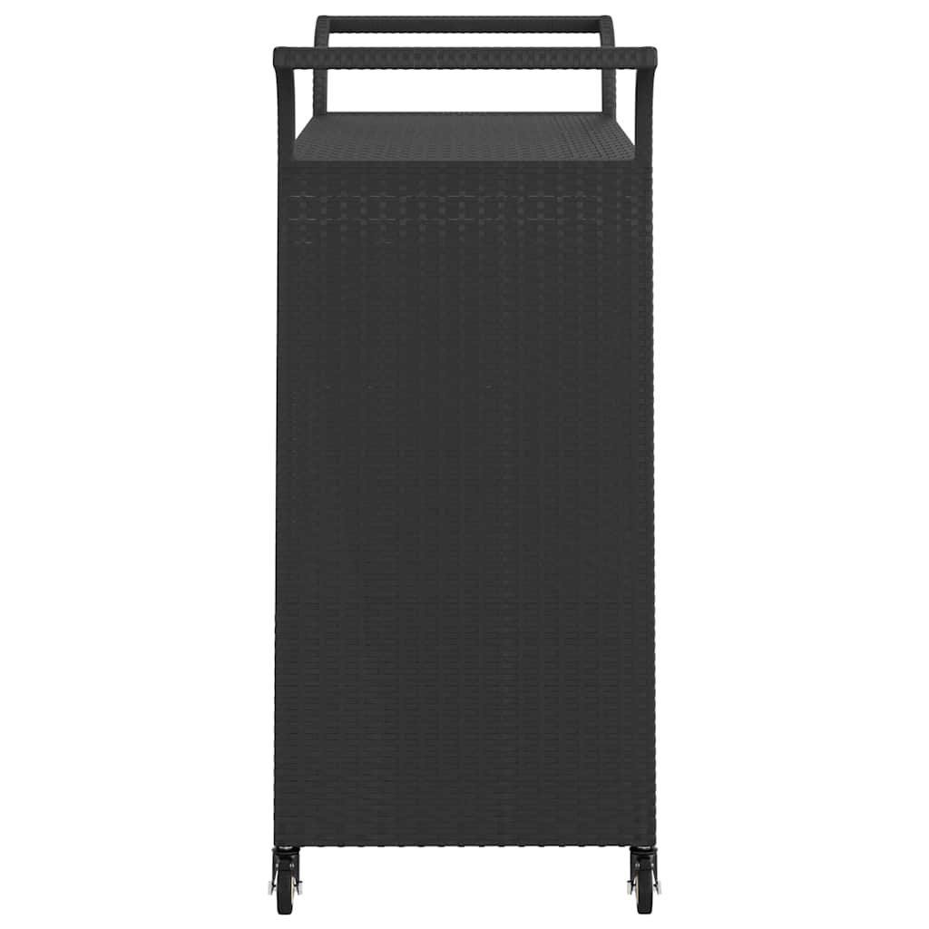 Bar Cart with Drawer Black 100x45x97 cm Poly Rattan