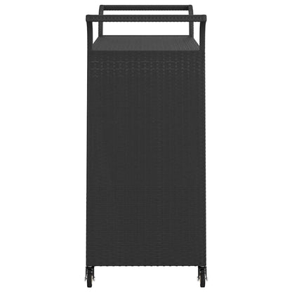 Bar Cart with Drawer Black 100x45x97 cm Poly Rattan