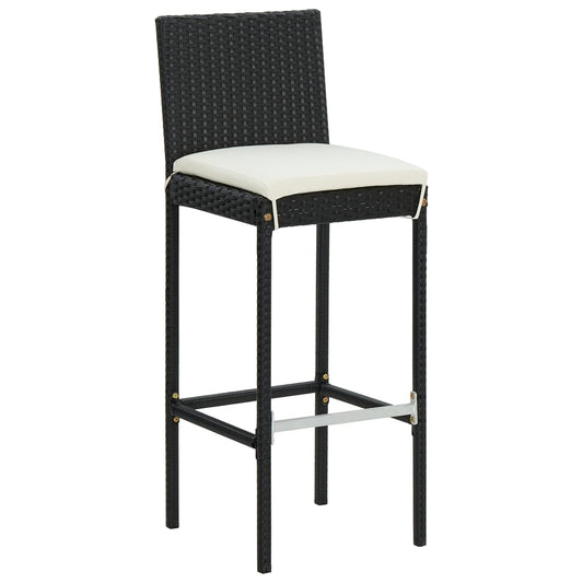 Bar Stool | Set of 2 | Black | Poly Rattan | Counter Height | Durable