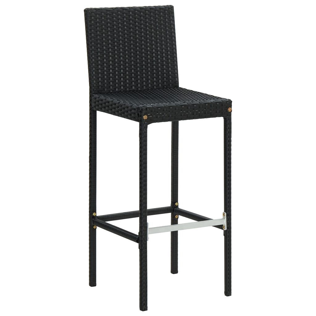 Bar Stool | Set of 4 | Black and cream | Poly rattan | Counter Height