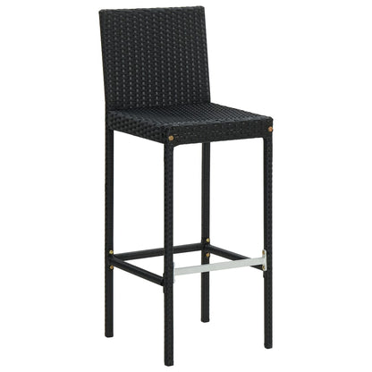 Bar Stool | Set of 4 | Black and cream | Poly rattan | Counter Height