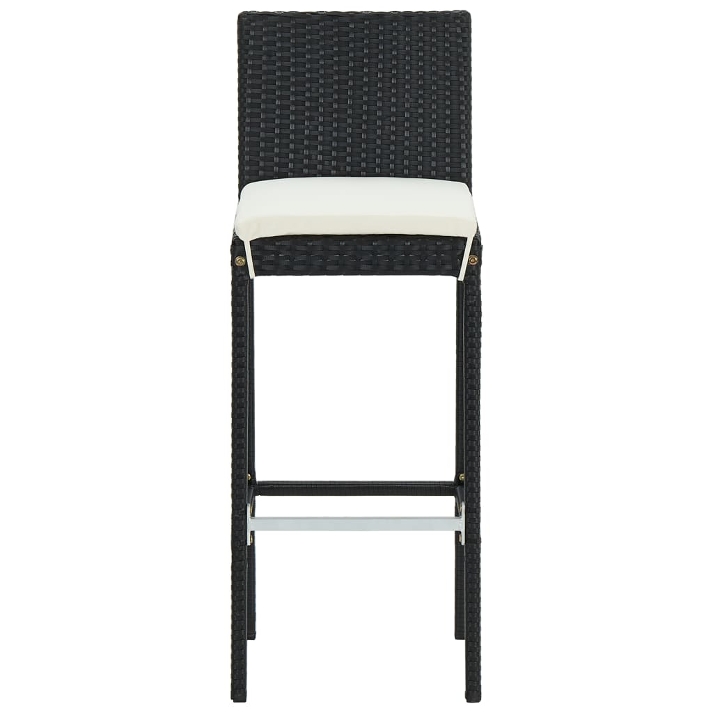 Bar Stool | Set of 4 | Black and cream | Poly rattan | Counter Height