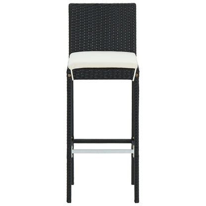 Bar Stool | Set of 4 | Black and cream | Poly rattan | Counter Height