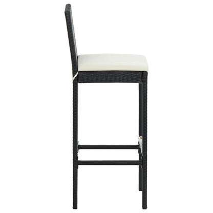 Bar Stool | Set of 4 | Black and cream | Poly rattan | Counter Height