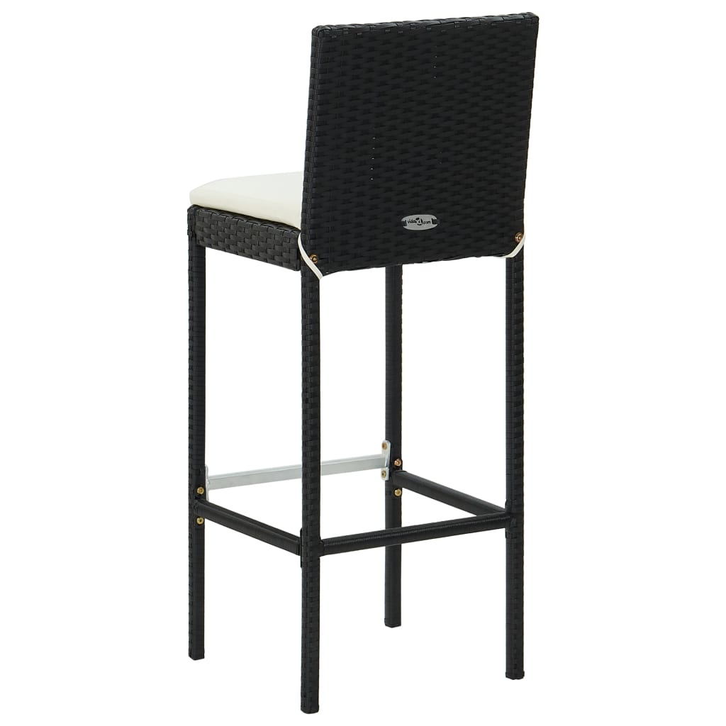 Bar Stool | Set of 4 | Black and cream | Poly rattan | Counter Height