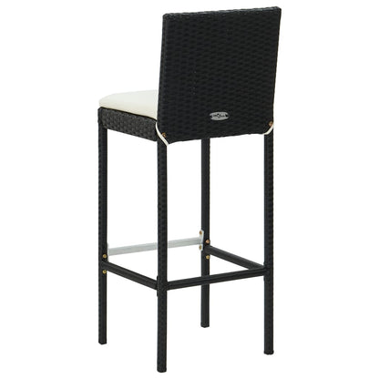Bar Stool | Set of 4 | Black and cream | Poly rattan | Counter Height