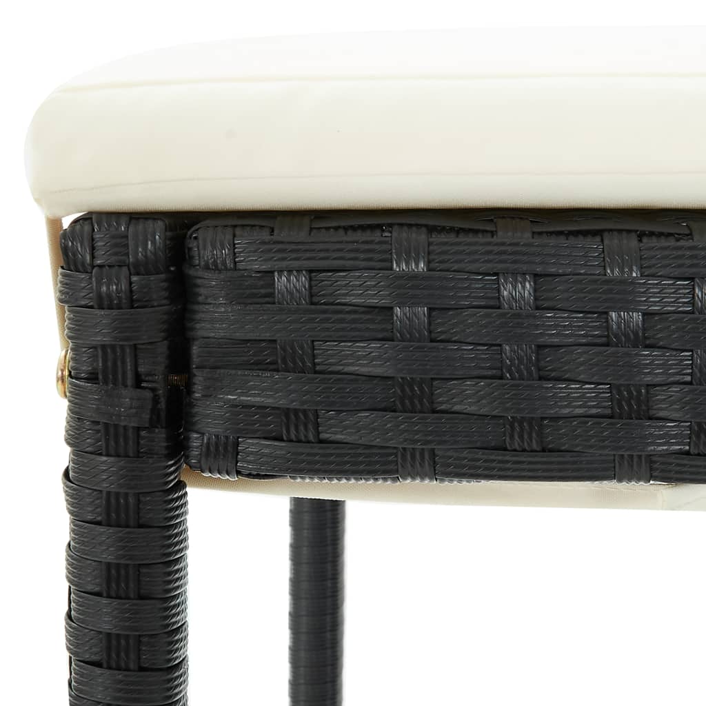 Bar Stool | Set of 4 | Black and cream | Poly rattan | Counter Height